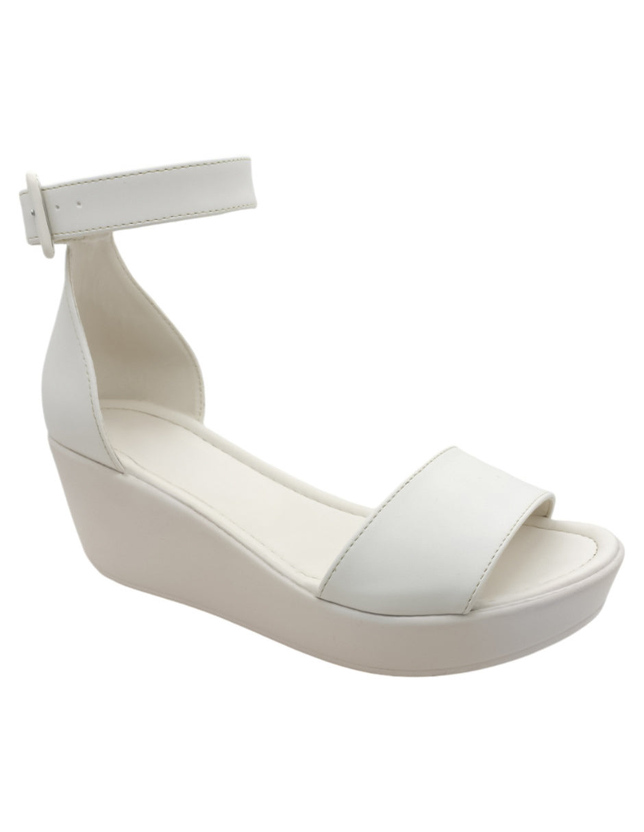 Sandalias con plataforma Exterior Piel Vegana Color Blanco Para Mujer De RBBASICS