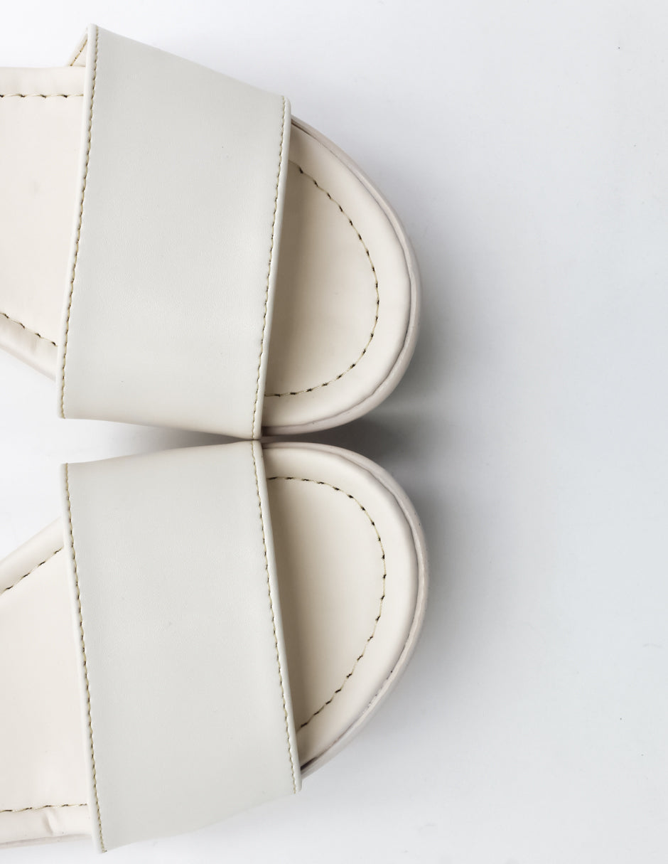 Sandalias con plataforma en Piel Vegana – Blanco
