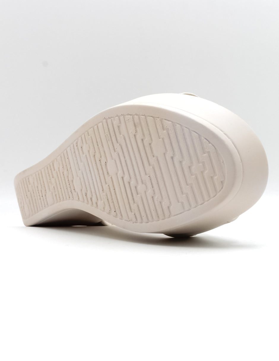 Sandalias con plataforma en Piel Vegana – Blanco