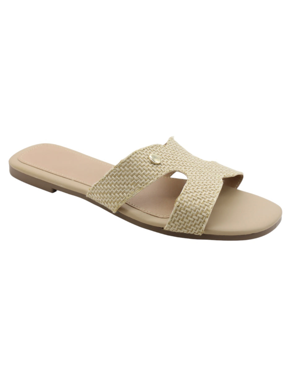 Sandalias de piso Exterior Piel Vegana Color Beige  Para Mujer De RBBASICS