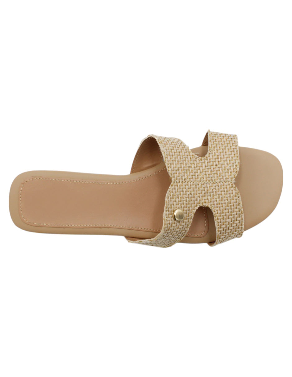 Sandalias de piso en Piel Vegana – Beige