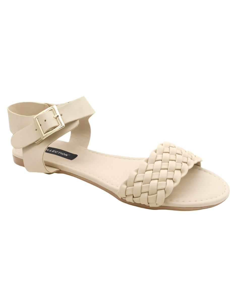 Sandalias de piso Exterior Piel Vegana Color Beige  Para Mujer De RBBASICS