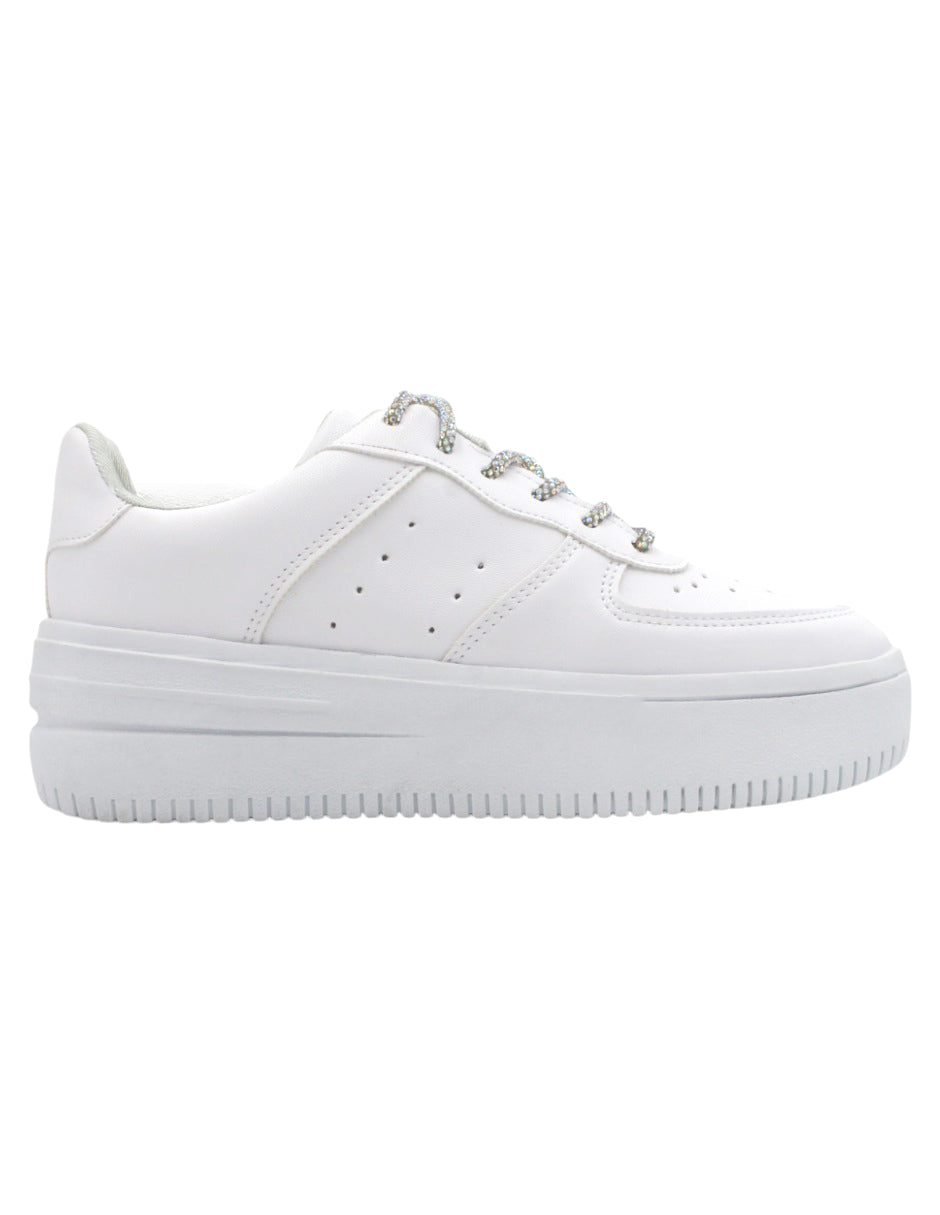 Tenis con cordones Exterior Sintético Color Blanco Para Mujer De