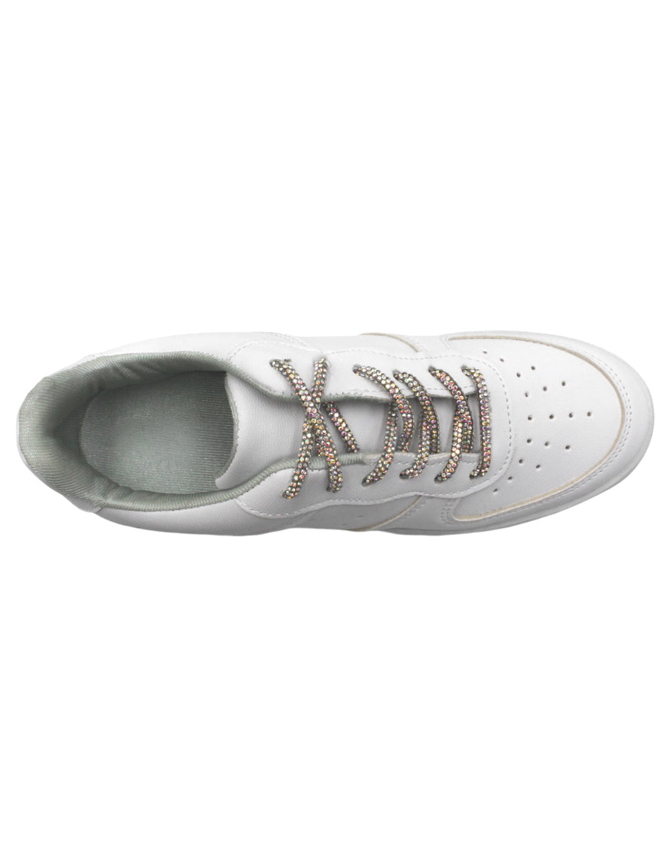 Tenis con cordones en Sintético – Blanco