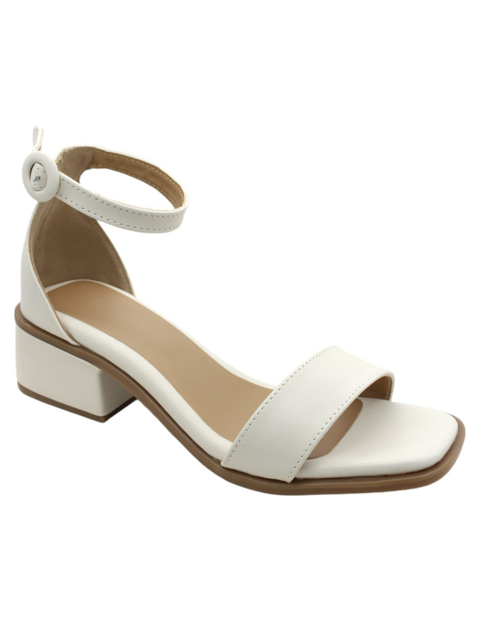 Sandalia con tacón Exterior Piel vegana Color Blanco Para Mujer De RBBASICS