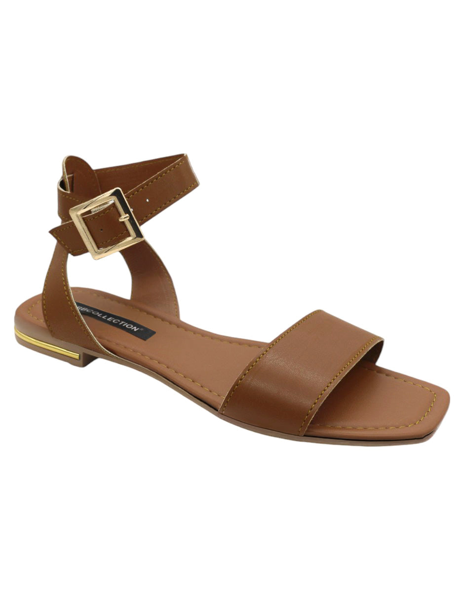 Sandalias de piso Exterior Piel Vegana Color Café Para Mujer De RBBASICS