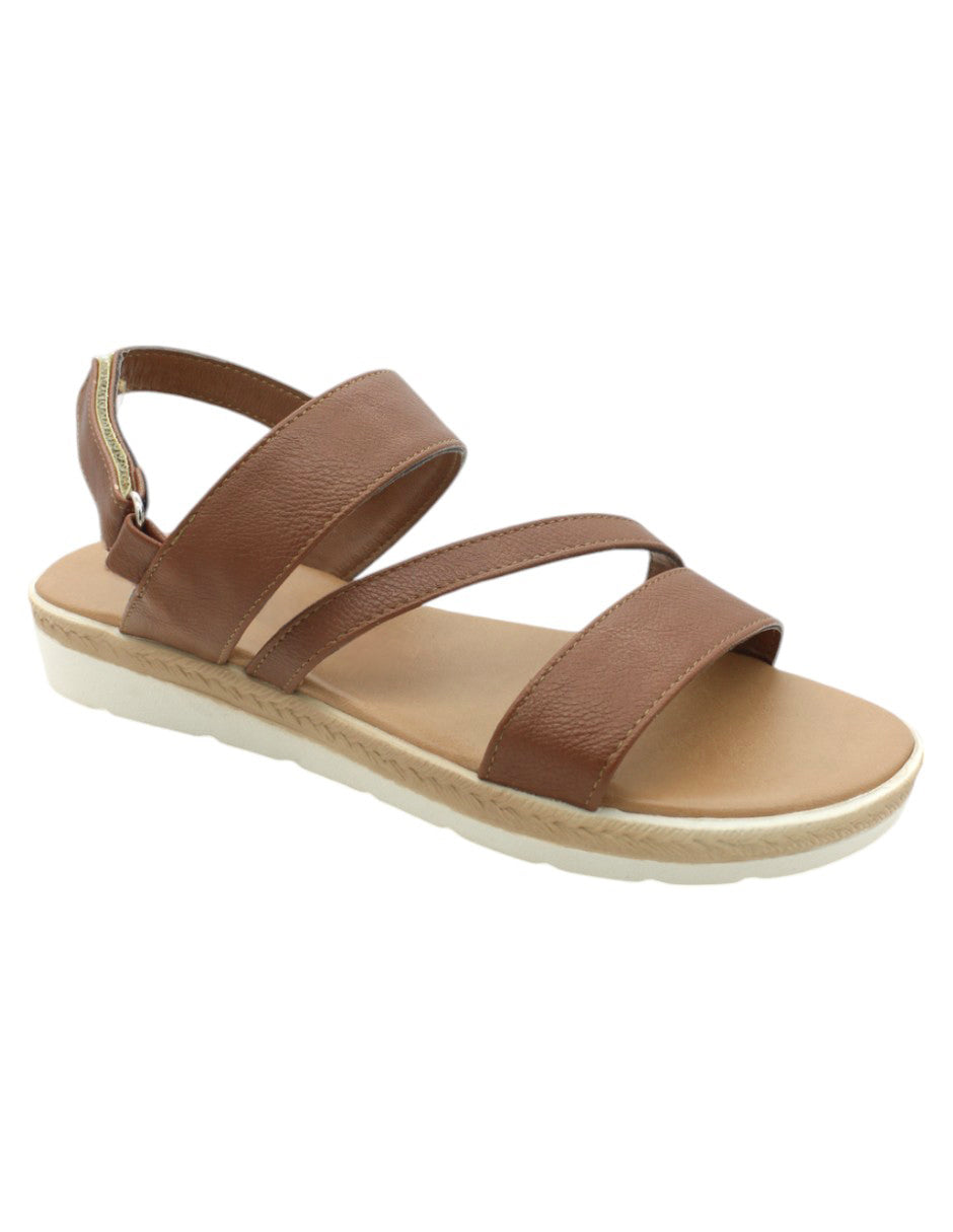 Sandalias de piso Exterior Piel Vegana Color Café Para Mujer De RBBASICS