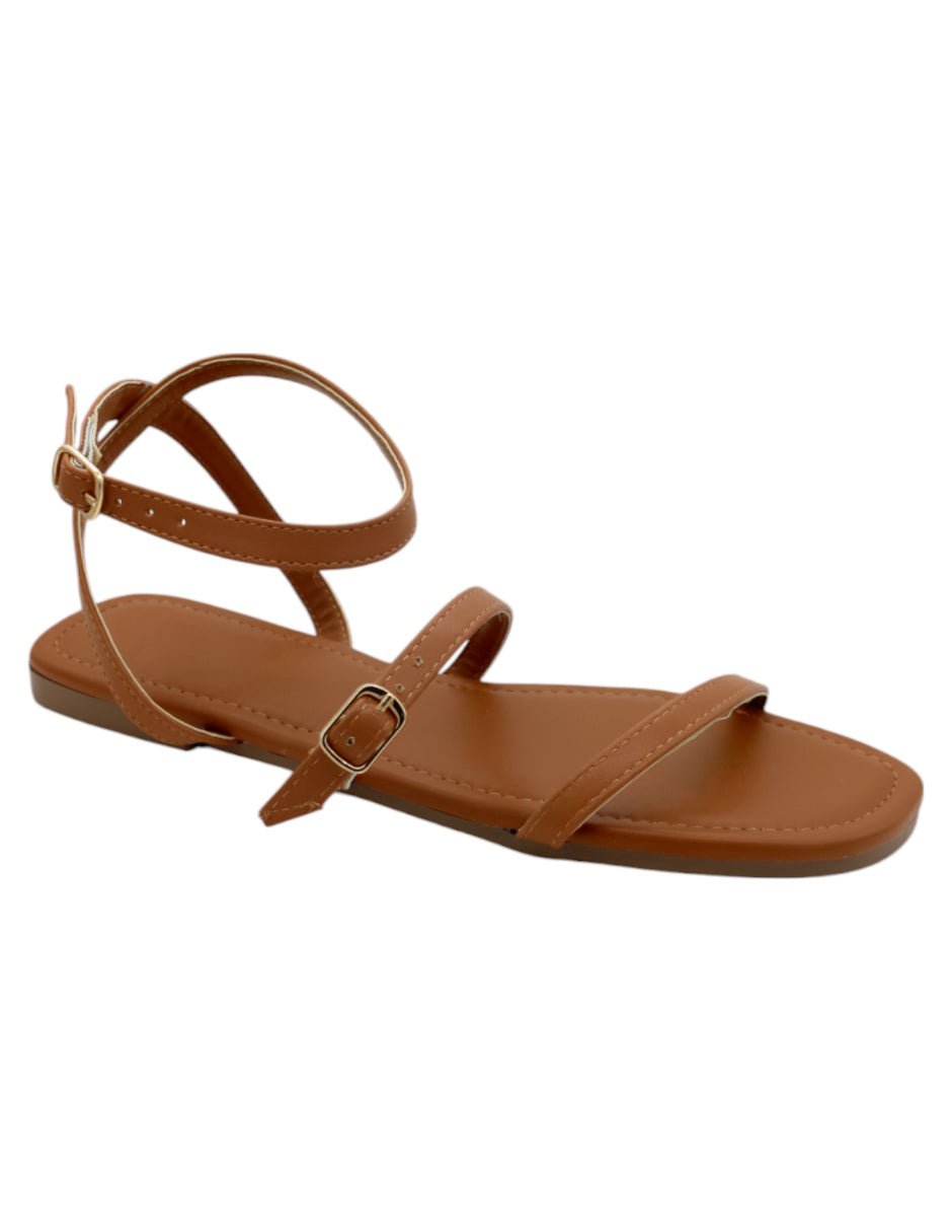 Sandalias de piso Exterior Piel Vegana Color Café Para Mujer De RBBASICS