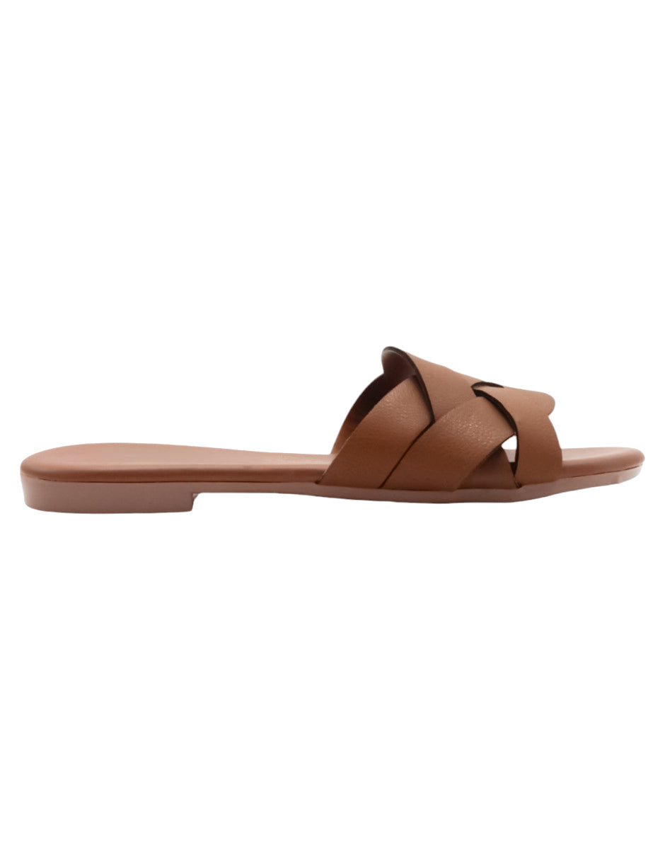Sandalias de piso en Piel Vegana – Café