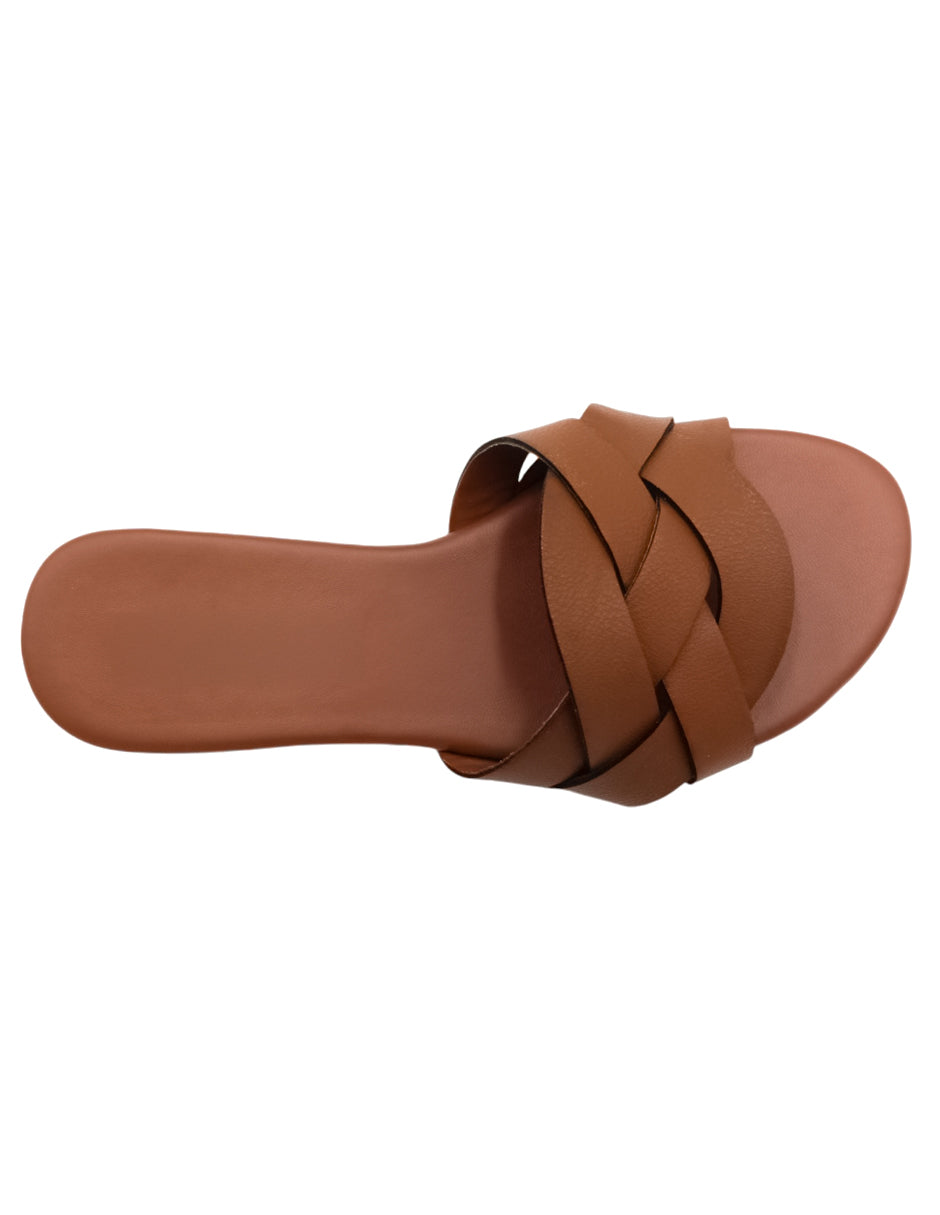 Sandalias de piso Exterior Piel Vegana Color Café Para Mujer De RBBASICS