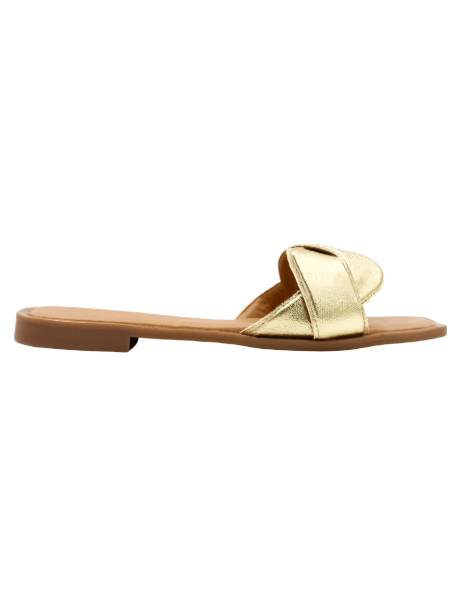 Sandalias de piso en Piel Vegana – Dorado