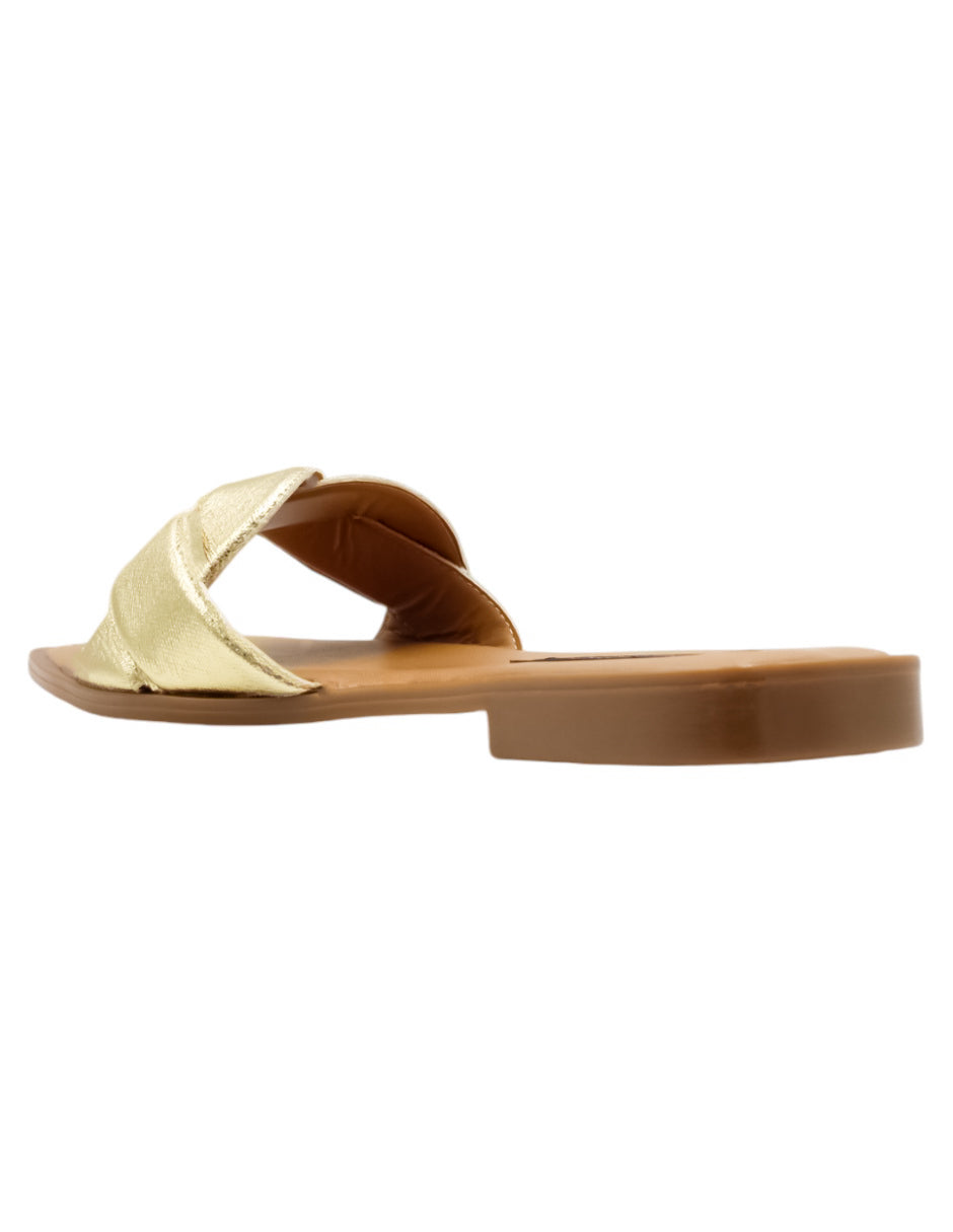 Sandalias de piso en Piel Vegana – Dorado
