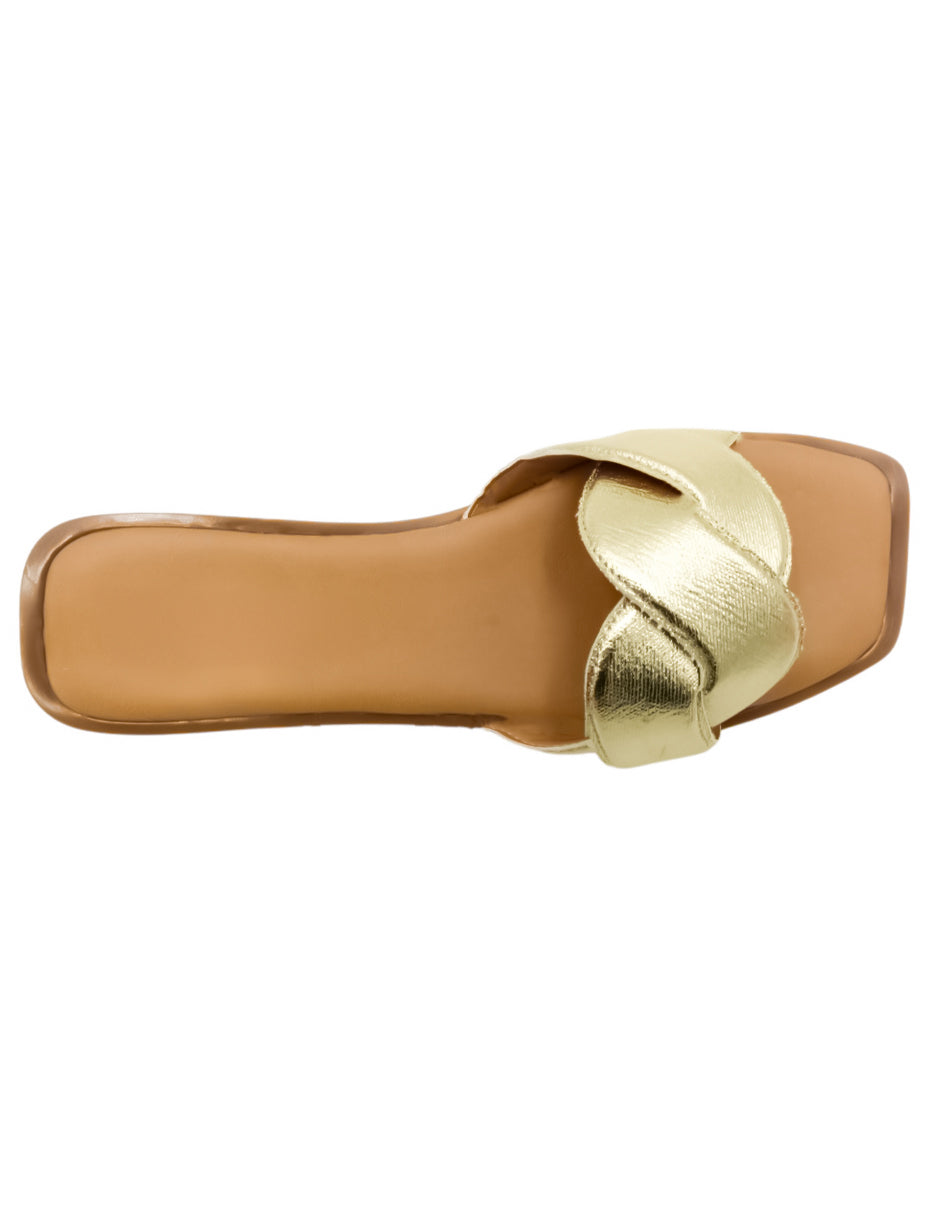 Sandalias de piso en Piel Vegana – Dorado