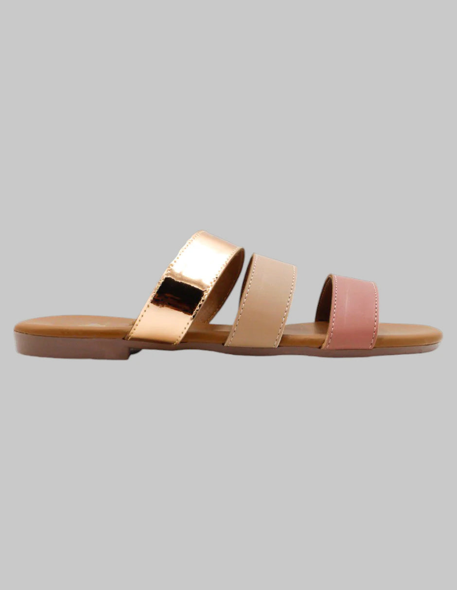 Sandalias de piso Soft en Piel vegana – Dorado