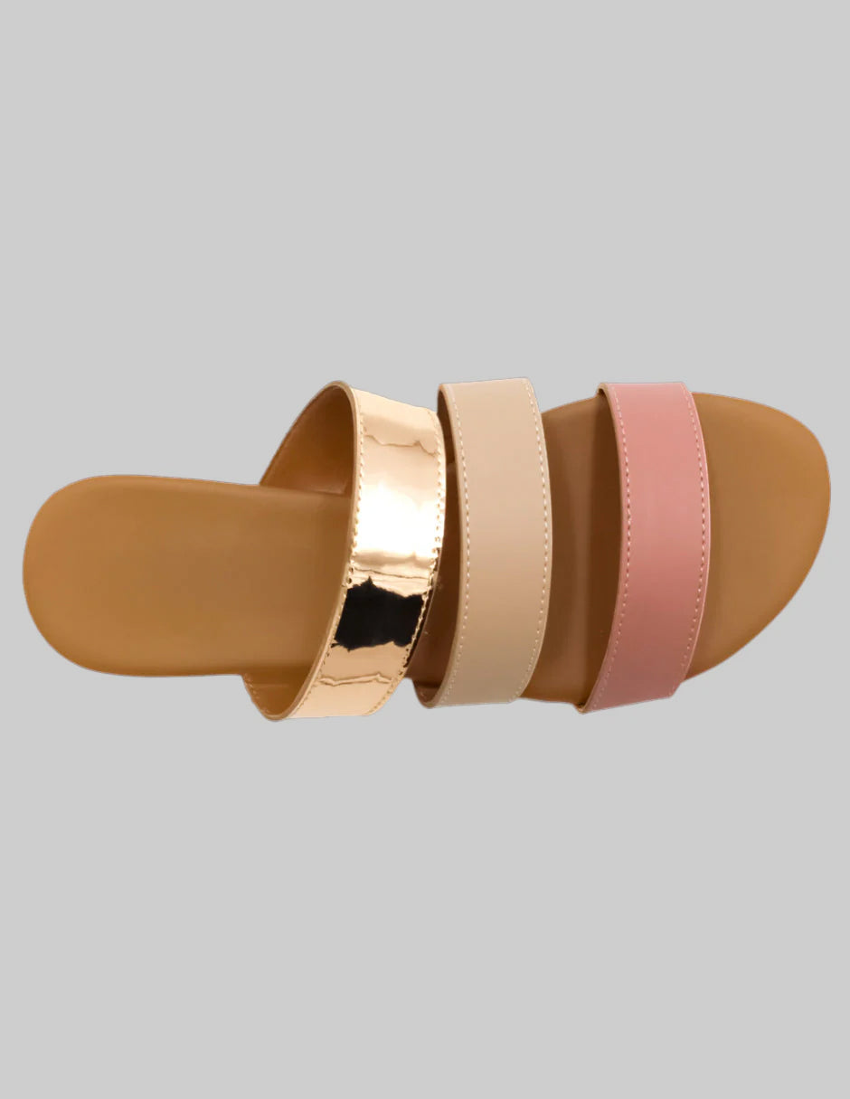 Sandalias de piso Soft en Piel vegana – Dorado