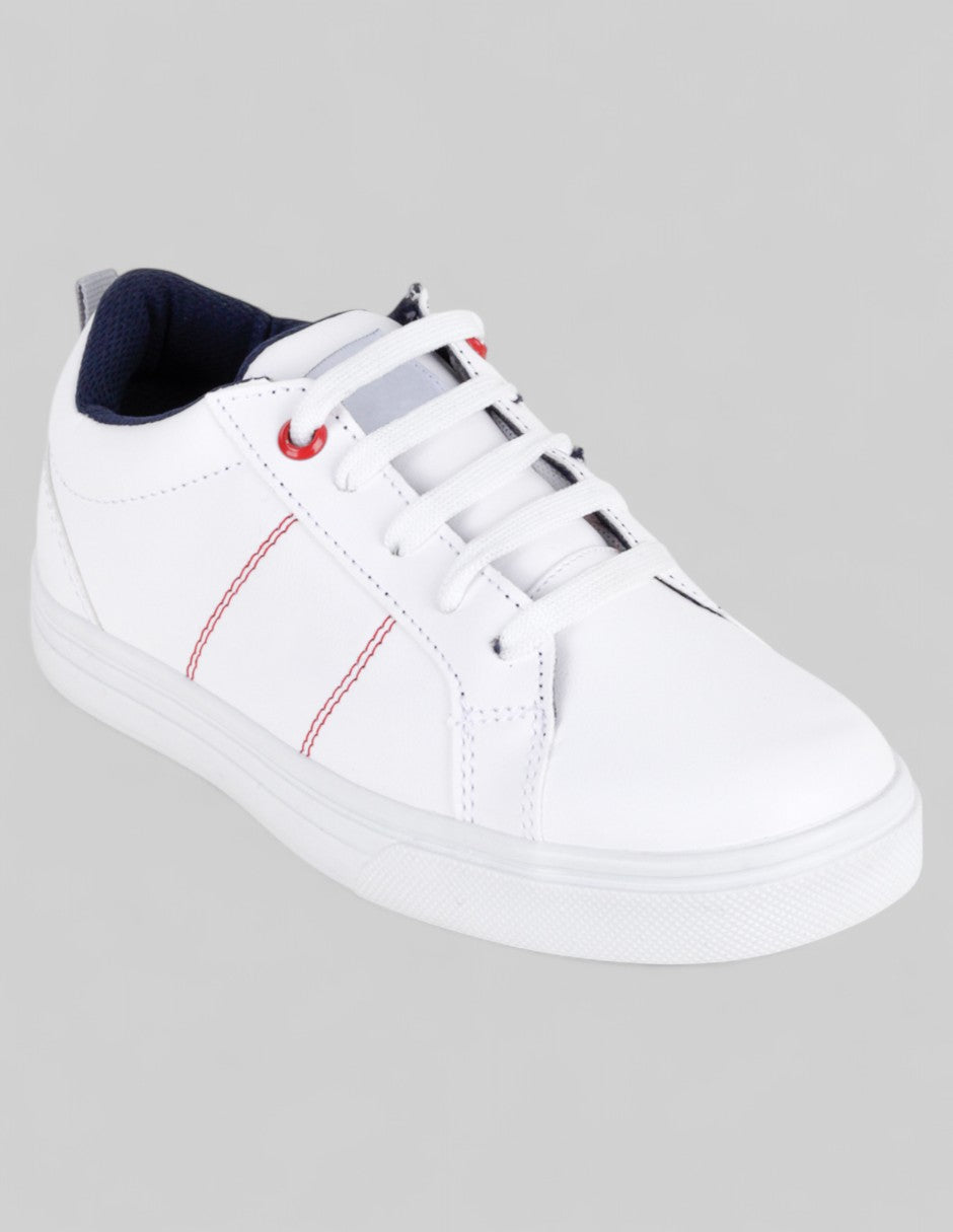 Tenis Kids  en Sintético – Blanco