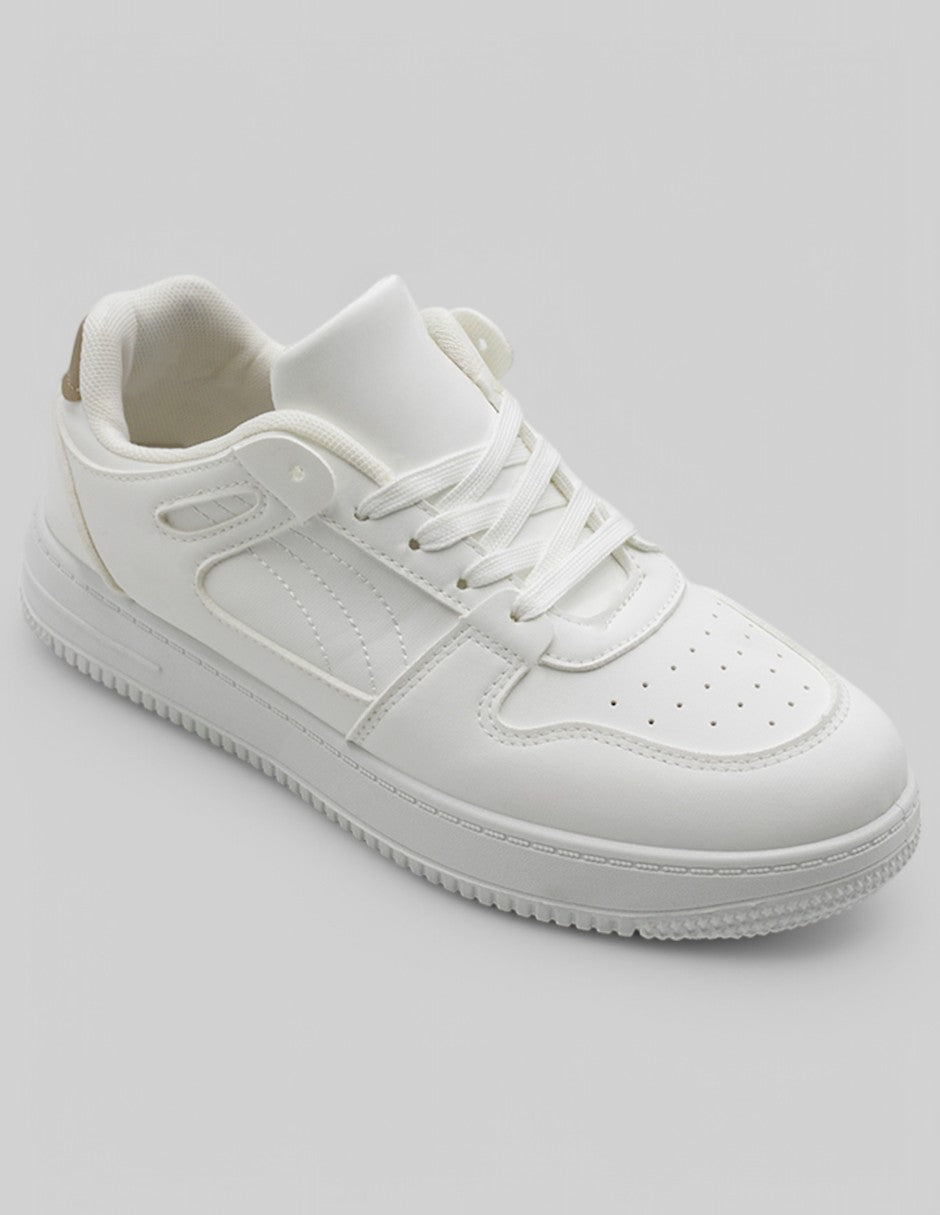 Tenis con cordones TRX en Piel vegana – Blanco