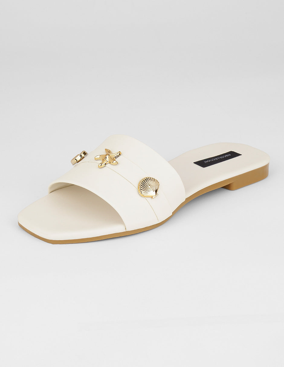 Sandalias de piso Soft en Piel vegana – Blanco
