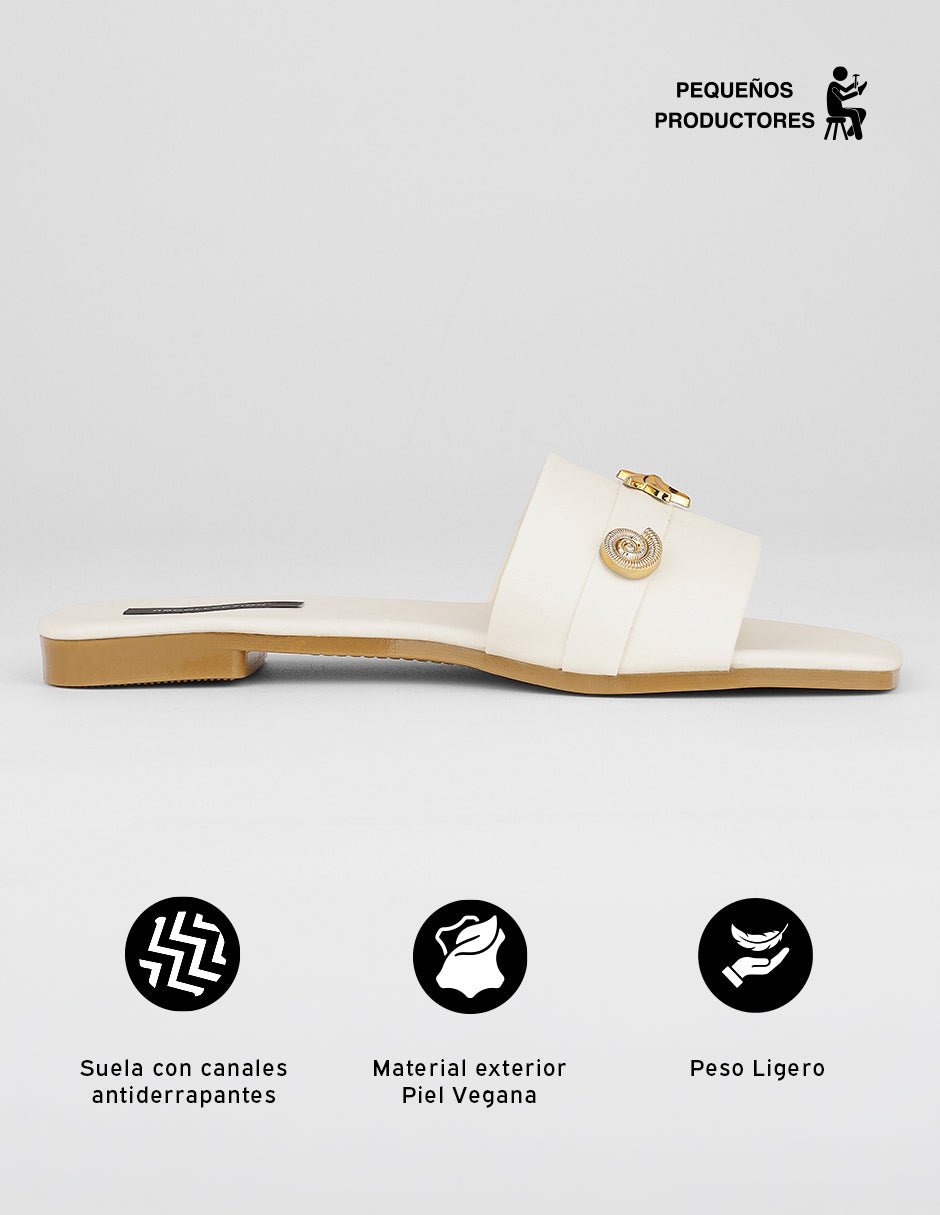 Sandalias de piso Soft en Piel vegana – Blanco