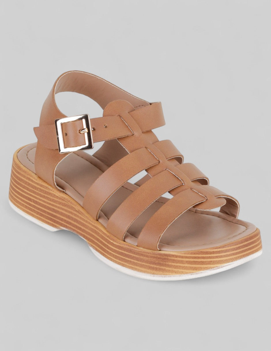 Sandalias Kids  en Piel vegana – Café