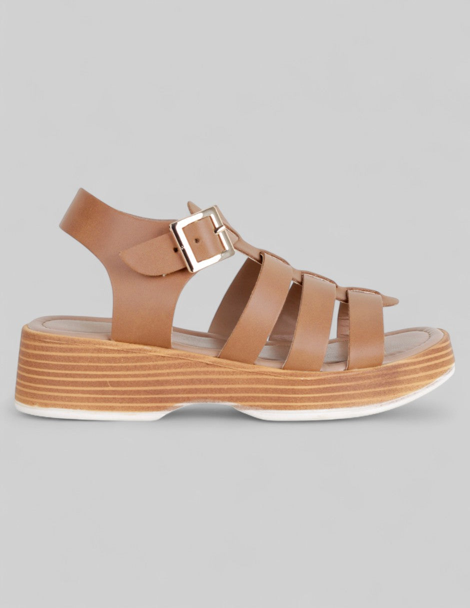 Sandalias Kids  en Piel vegana – Café