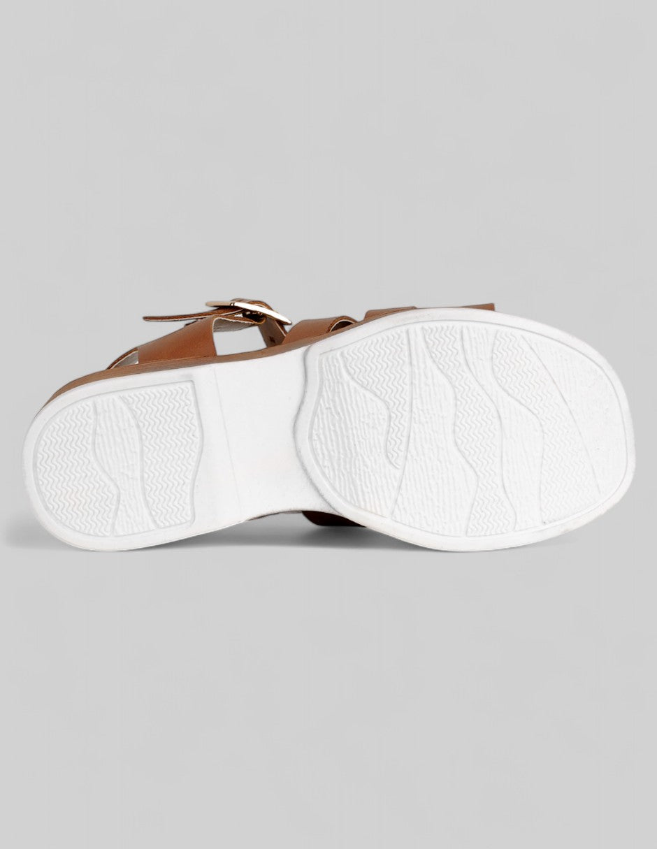 Sandalias Kids  en Piel vegana – Café