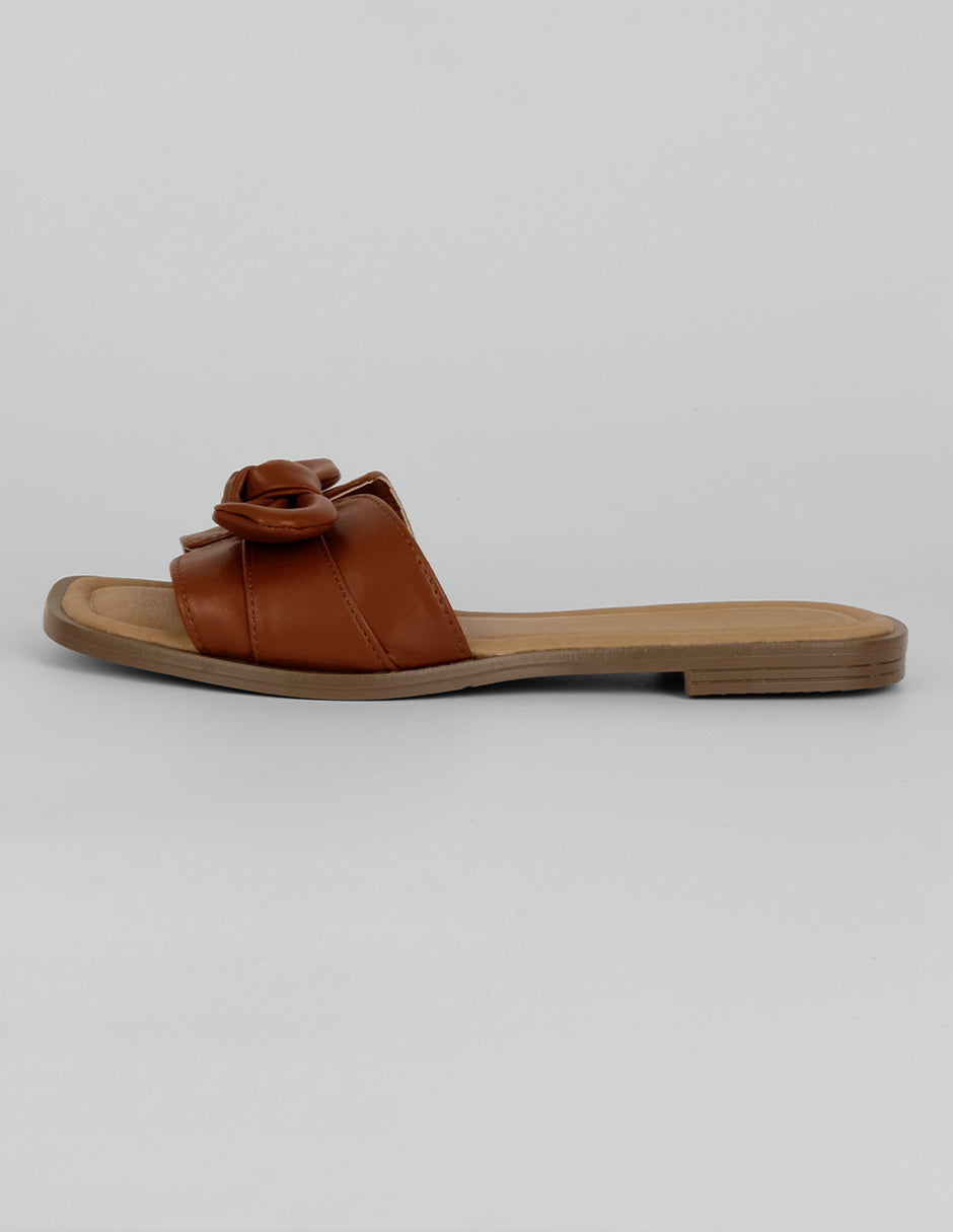 Sandalias de piso Exterior Piel vegana Color Café Para Mujer De RBBASICS