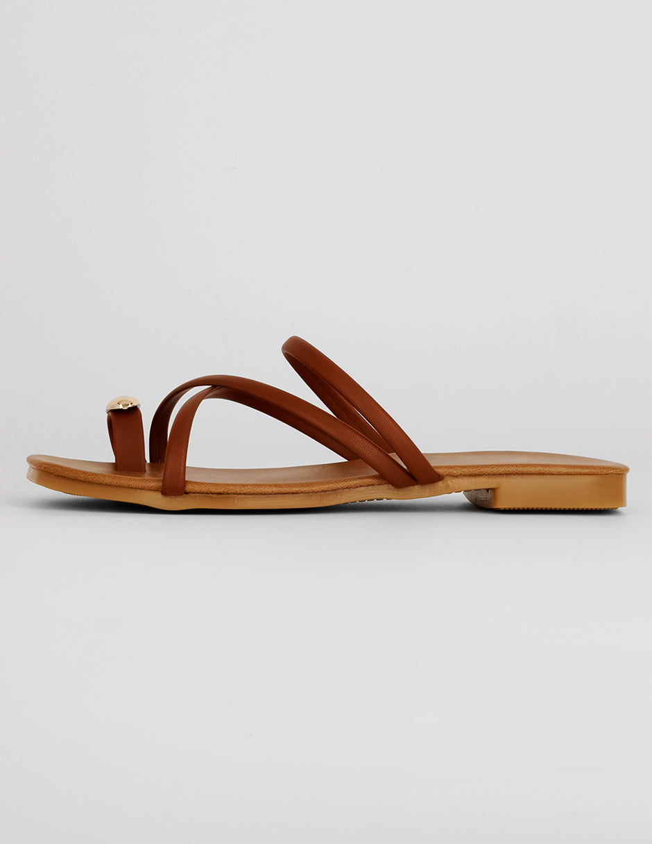 Sandalia con tacón Exterior Piel vegana Color Café Para Mujer De RBBASICS