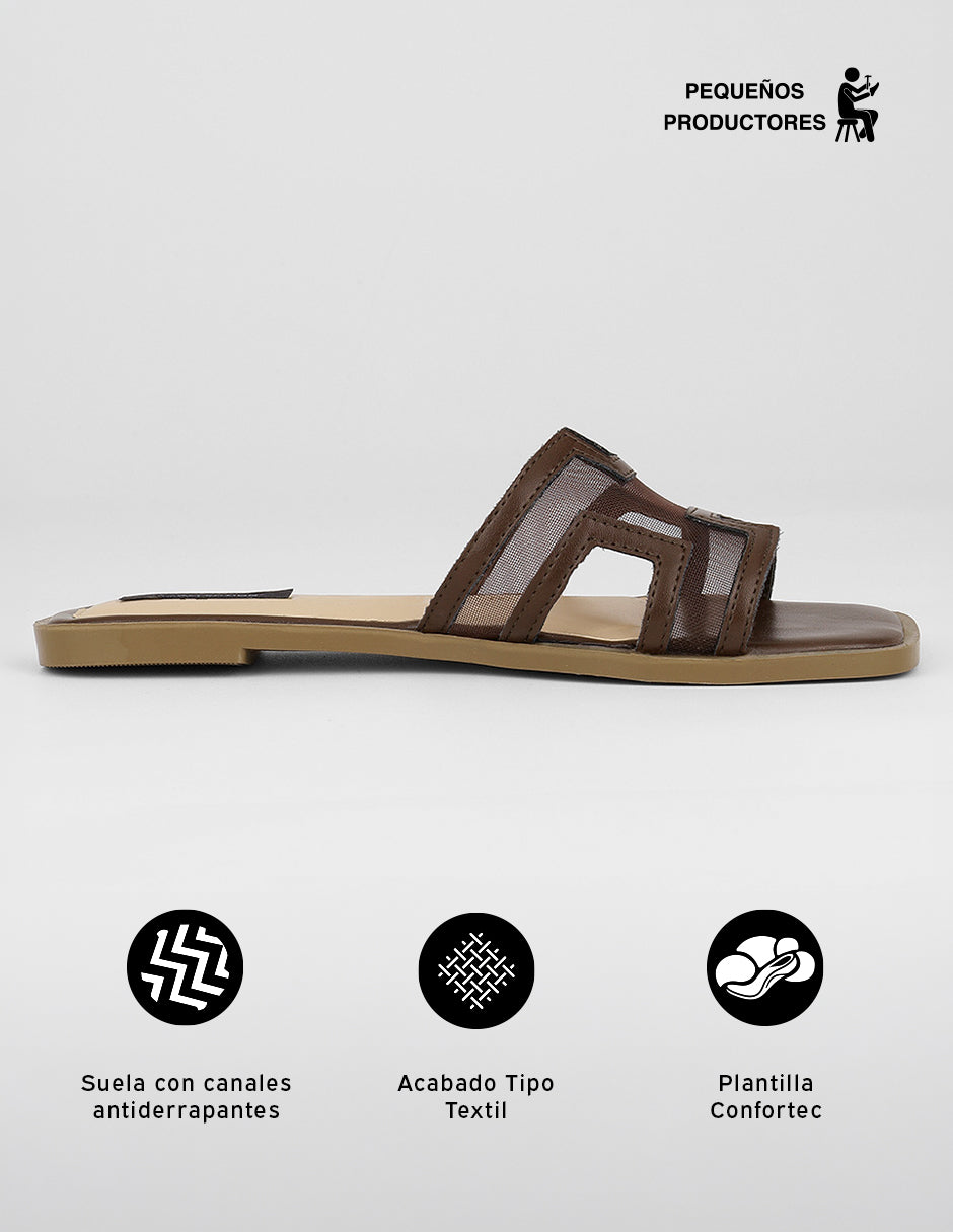 Sandalias de piso Hera en Textil – Café