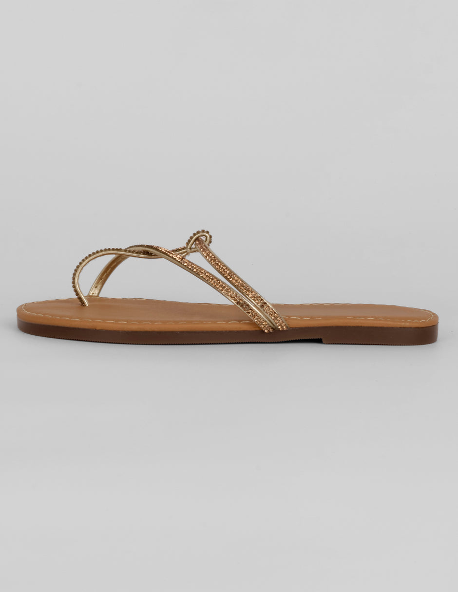 Sandalias de piso Exterior Sintético Color Dorado Para Mujer De RBBASICS