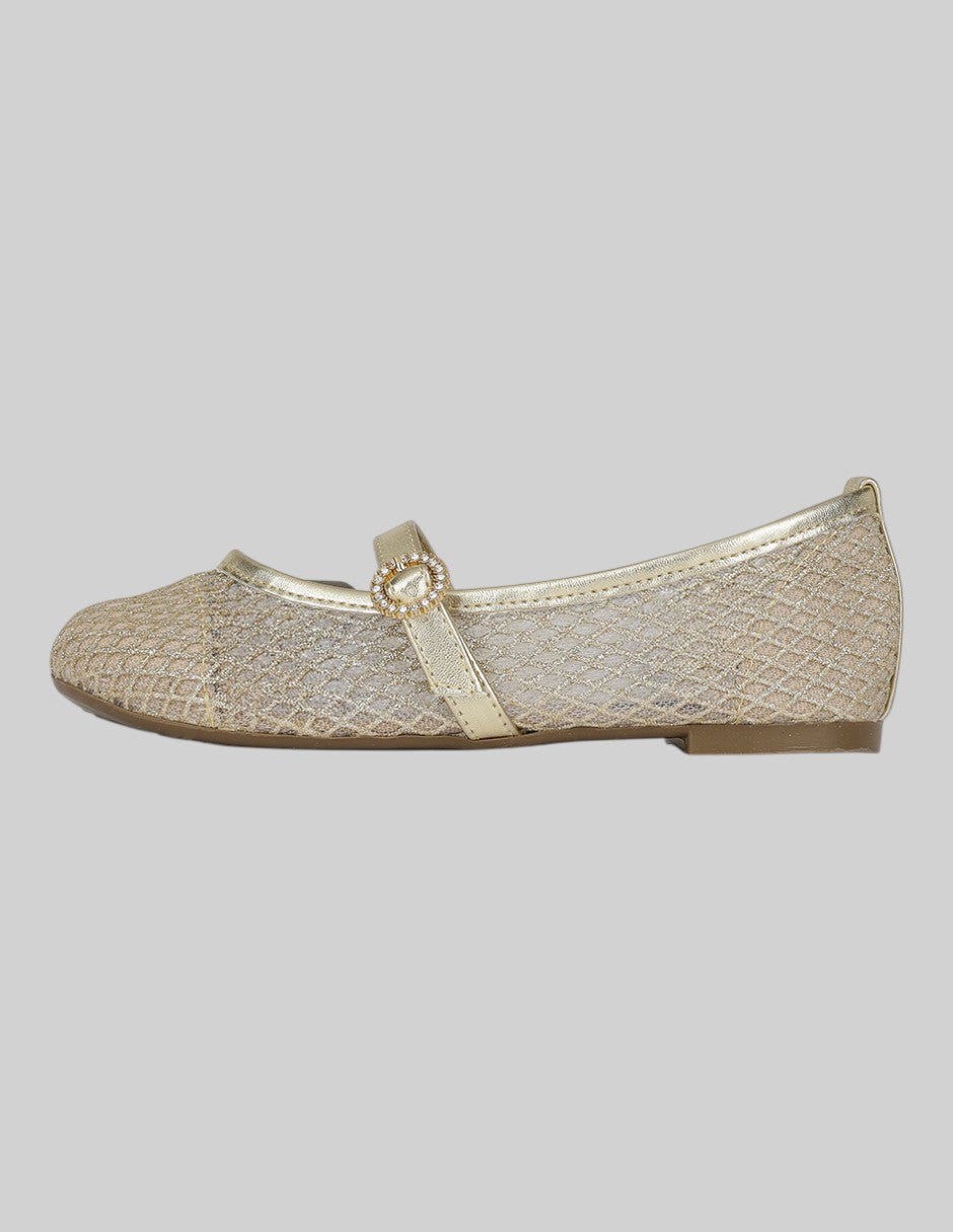 Mary Jane Exterior Sintético Color Dorado Para Niña De RBCOLLECTION