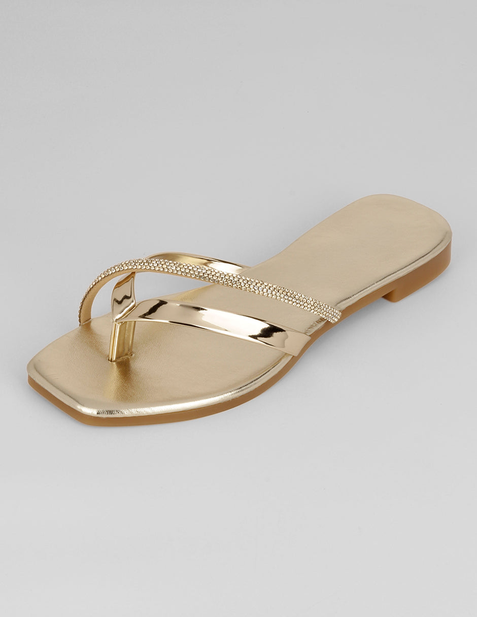 Sandalia con tacón Soft en Sintético – Dorado