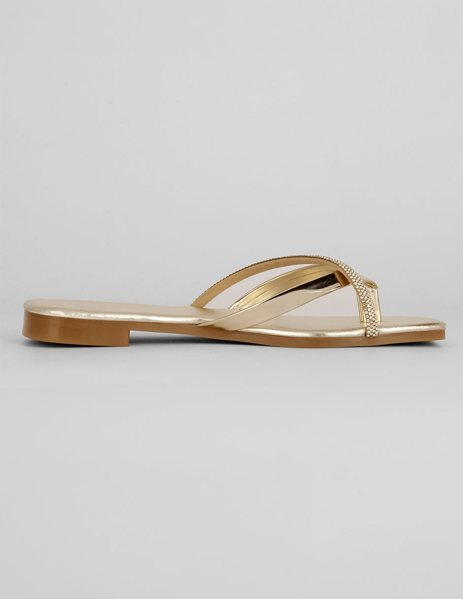 Sandalia con tacón Soft en Sintético – Dorado