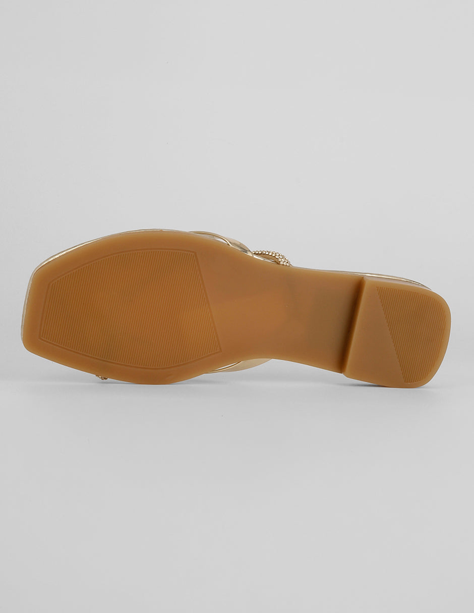 Sandalia con tacón Soft en Sintético – Dorado