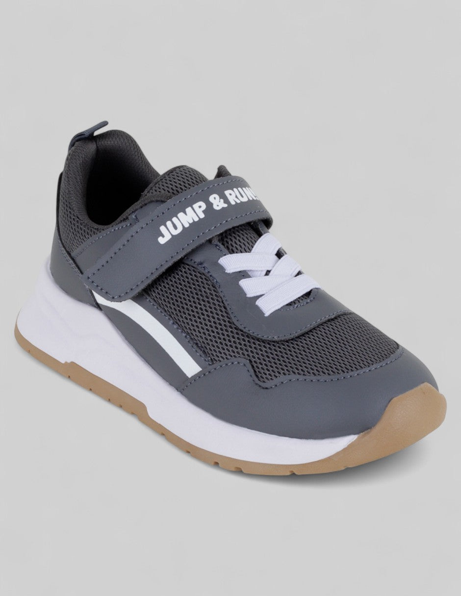 Tenis Kids  en Piel vegana – Gris