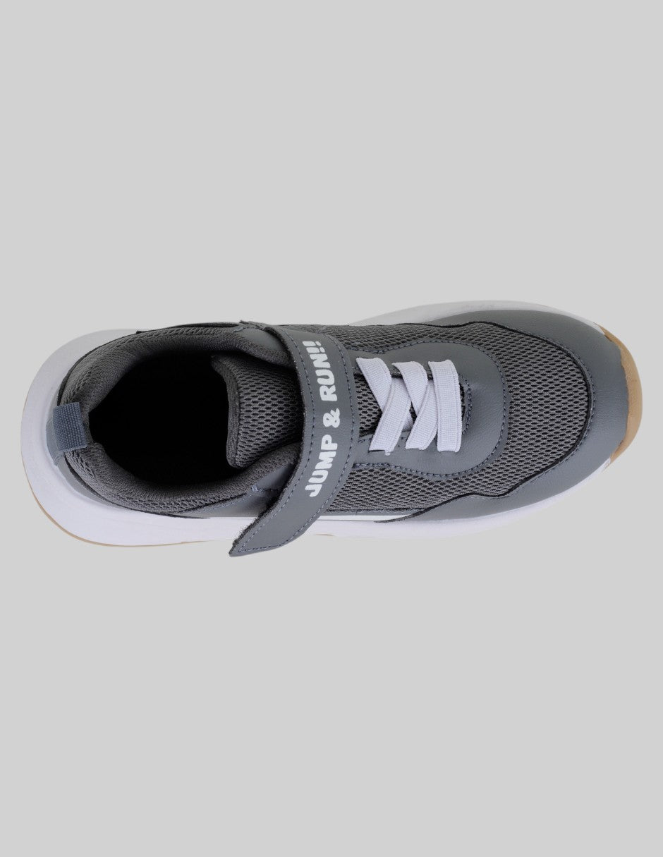 Tenis Kids  en Piel vegana – Gris