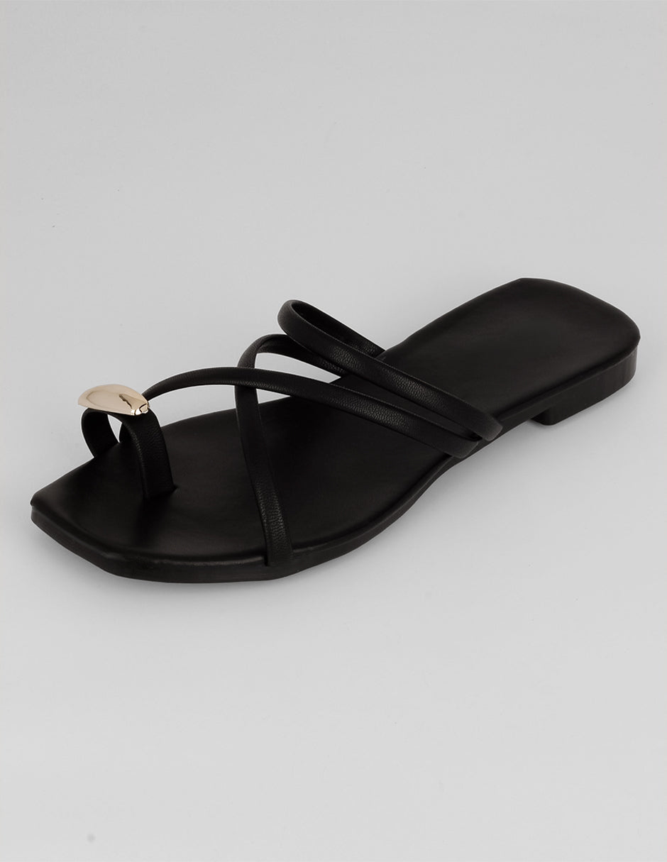 Sandalia con tacón Soft en Piel vegana – Negro