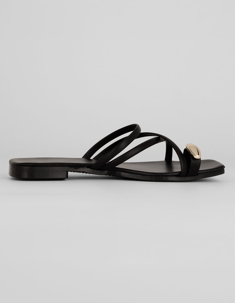 Sandalia con tacón Soft en Piel vegana – Negro