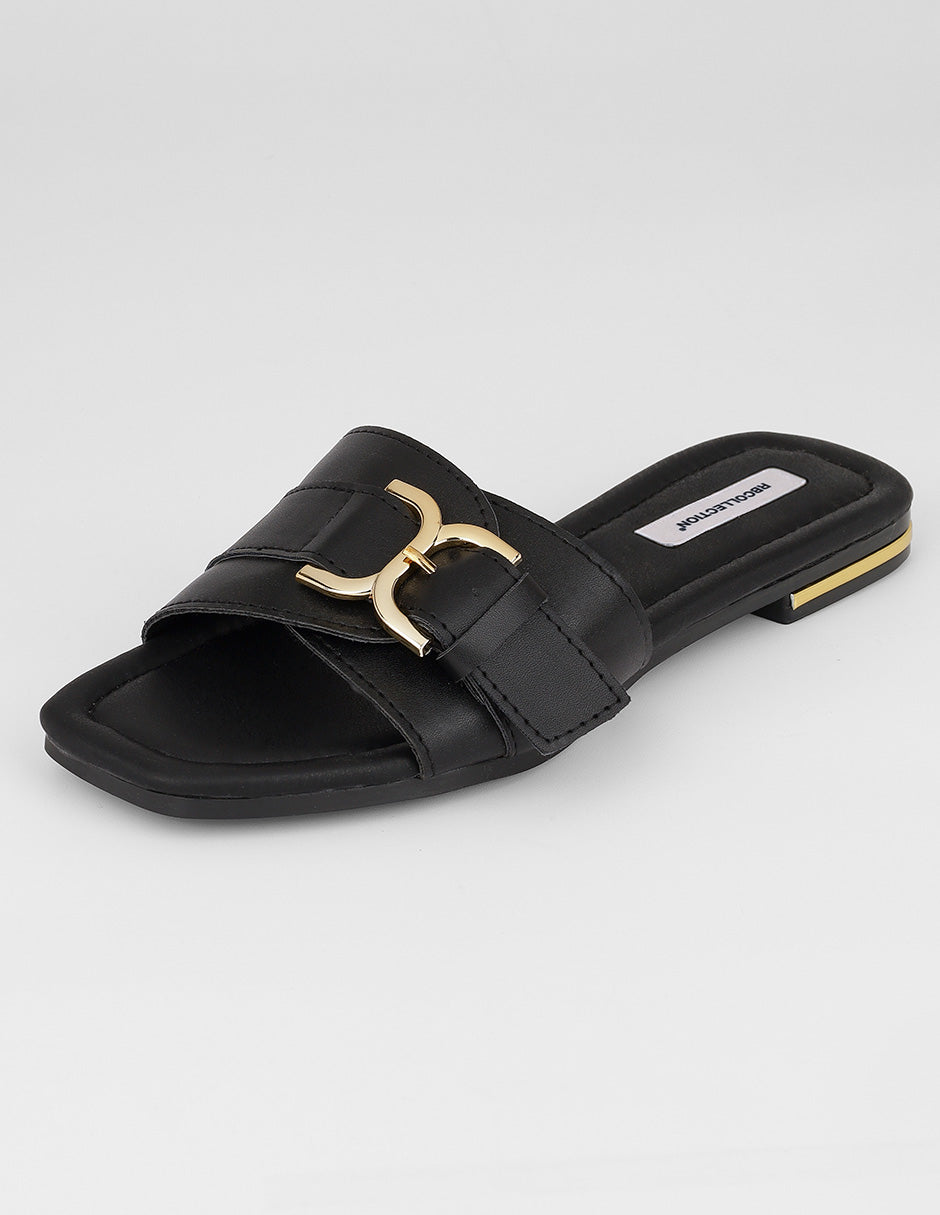 Sandalias de piso Soft en Piel vegana – Negro