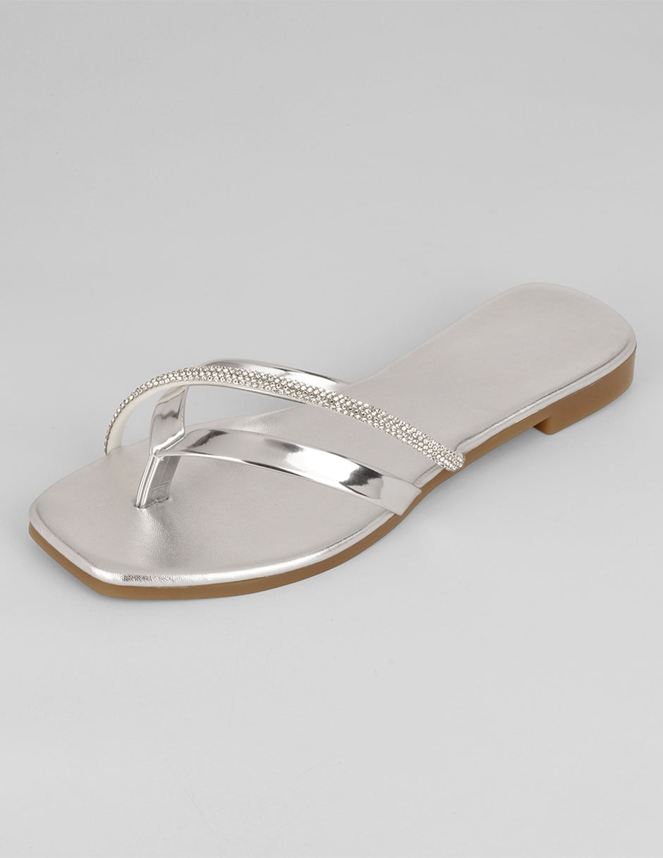 Sandalia con tacón Soft en Sintético – Plata