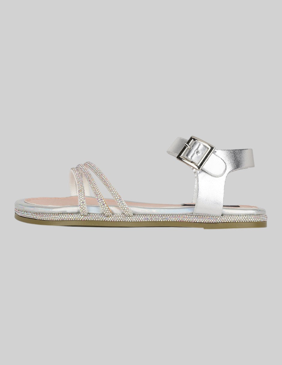 Sandalias Exterior Sintético Color Plata Para Niña De RBCOLLECTION