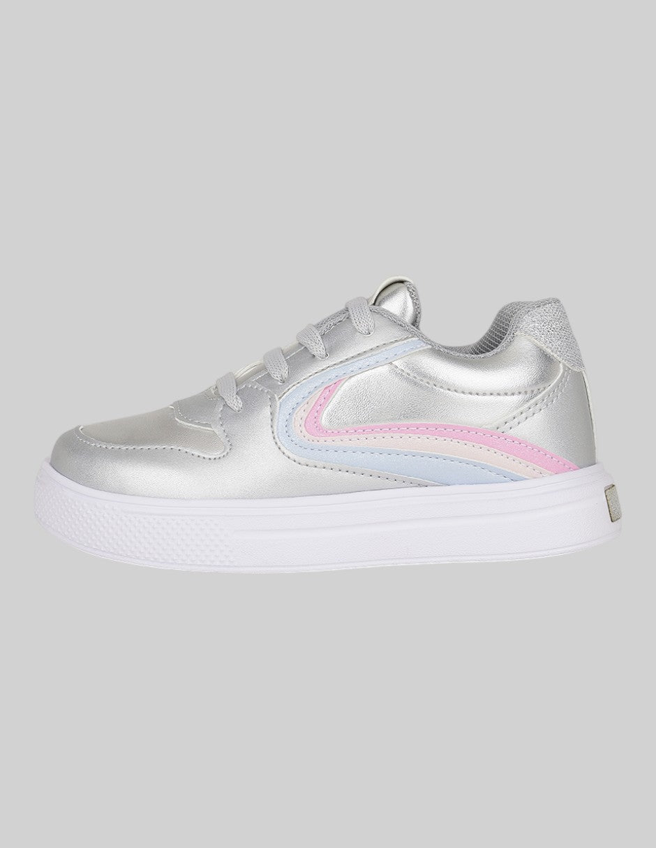 Tenis Exterior Sintético Color Plata Para Niña De RBCOLLECTION