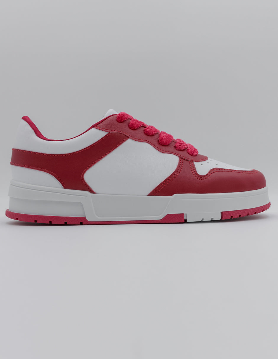 Tenis con cordones TRX en Piel vegana – Rojo