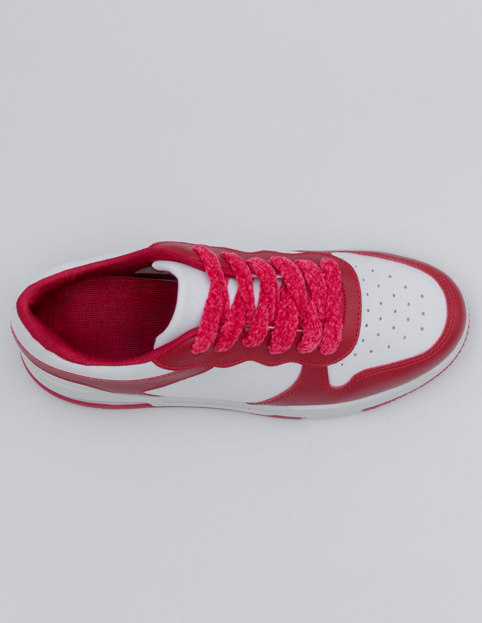 Tenis con cordones TRX en Piel vegana – Rojo