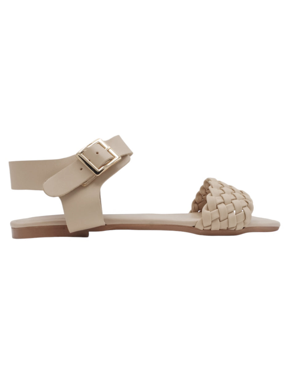 Sandalias de piso en Piel Vegana – Beige