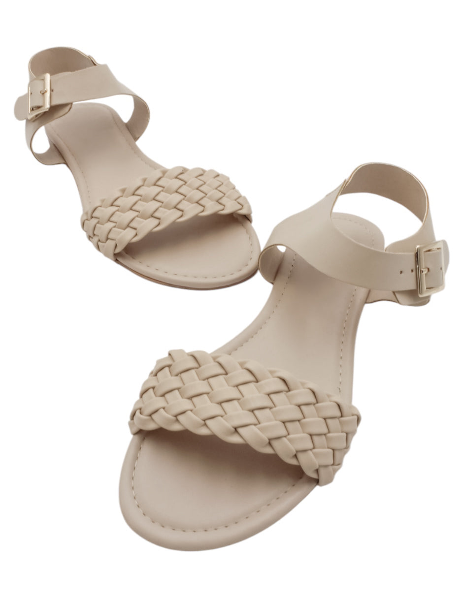 Sandalias de piso en Piel Vegana – Beige