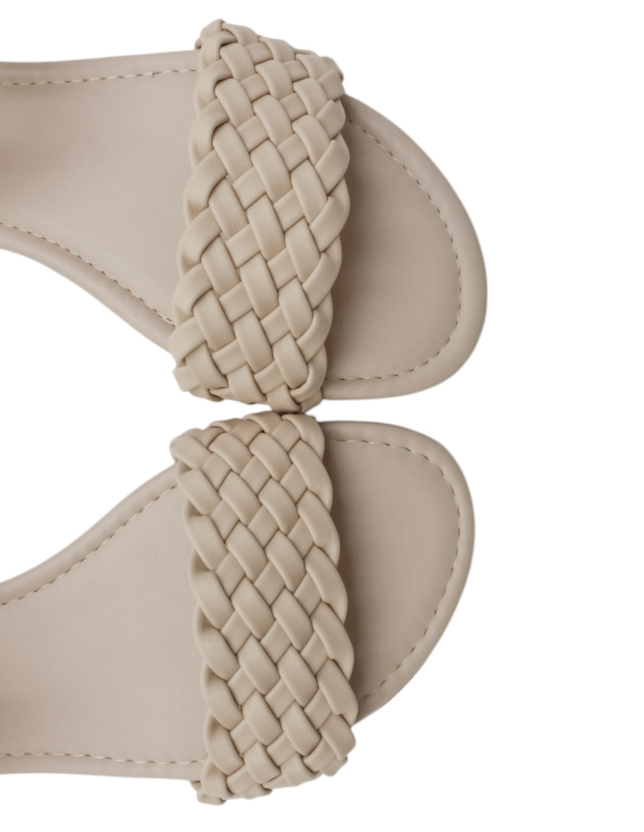 Sandalias de piso en Piel Vegana – Beige