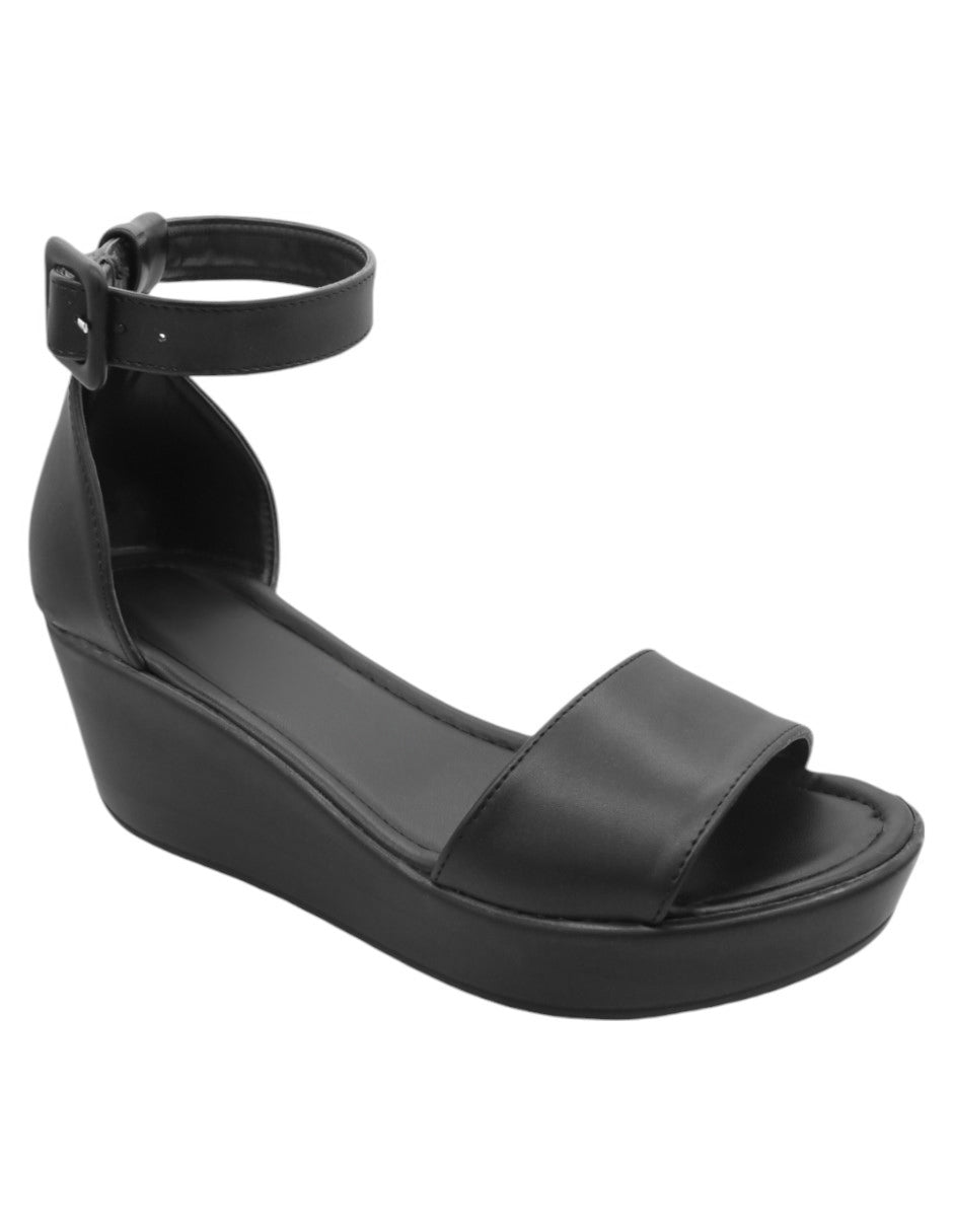 Sandalias con plataforma Exterior Piel Vegana Color Negro Para Mujer De RBBASICS