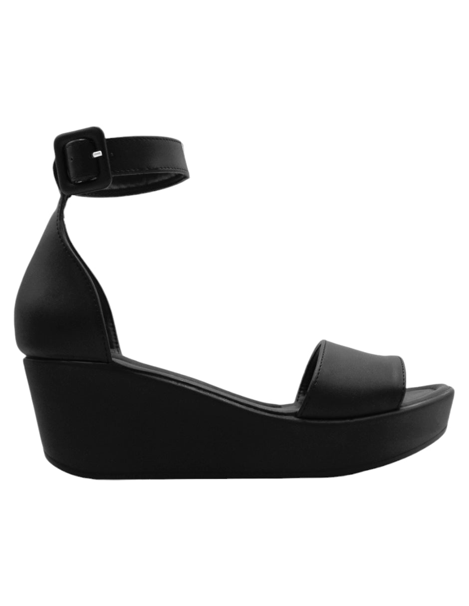 Sandalias con plataforma en Piel Vegana – Negro