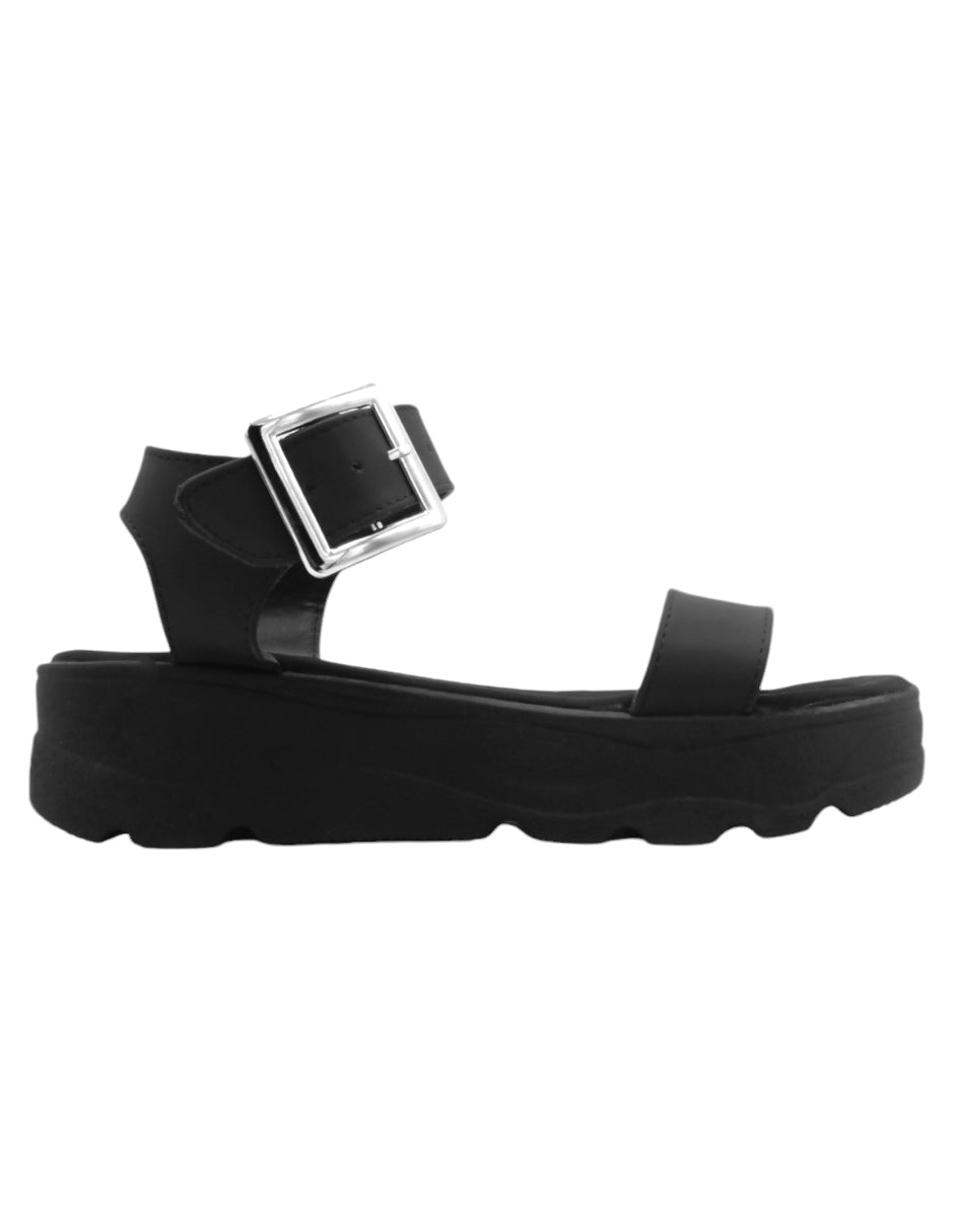 Sandalias con plataforma en Piel Vegana – Negro